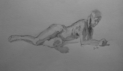 Gaito. Gabriel Vilanova. Lifedrawing, drawing, nude model from live. dibujo, watercolour, aguada, acuarela