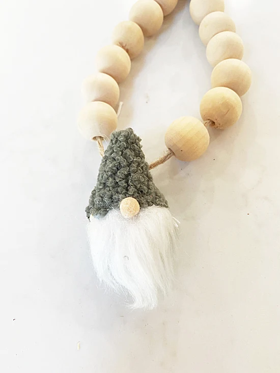 gnome head on beaded garland