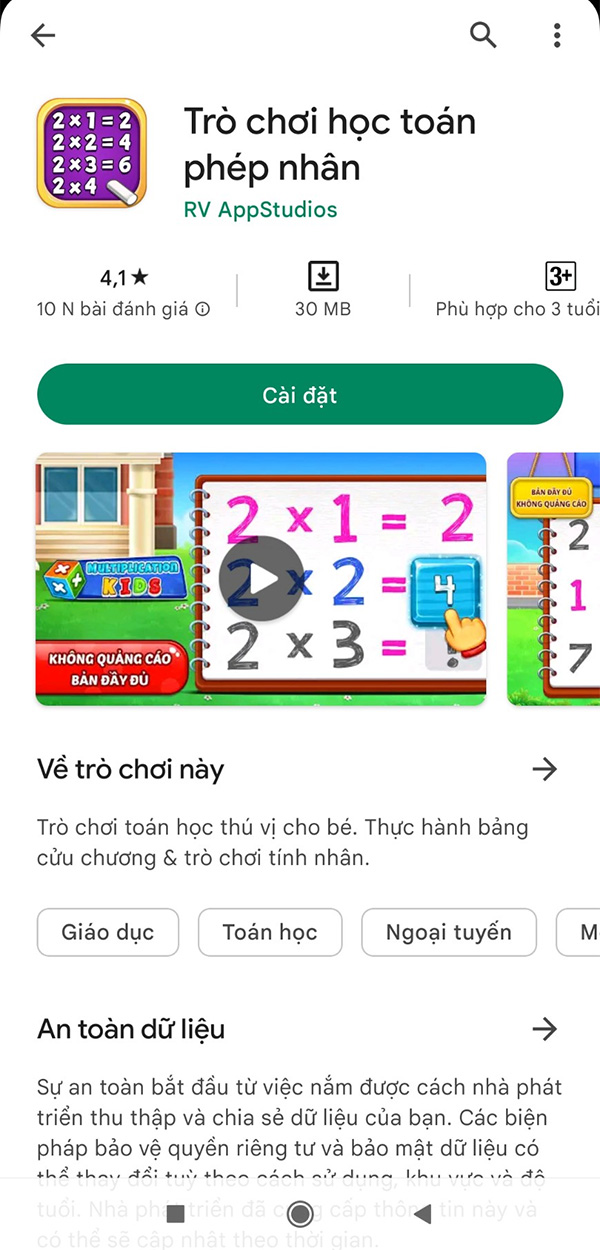 Trò chơi học toán phép nhân - Học bảng cửu chương & tính nhân c