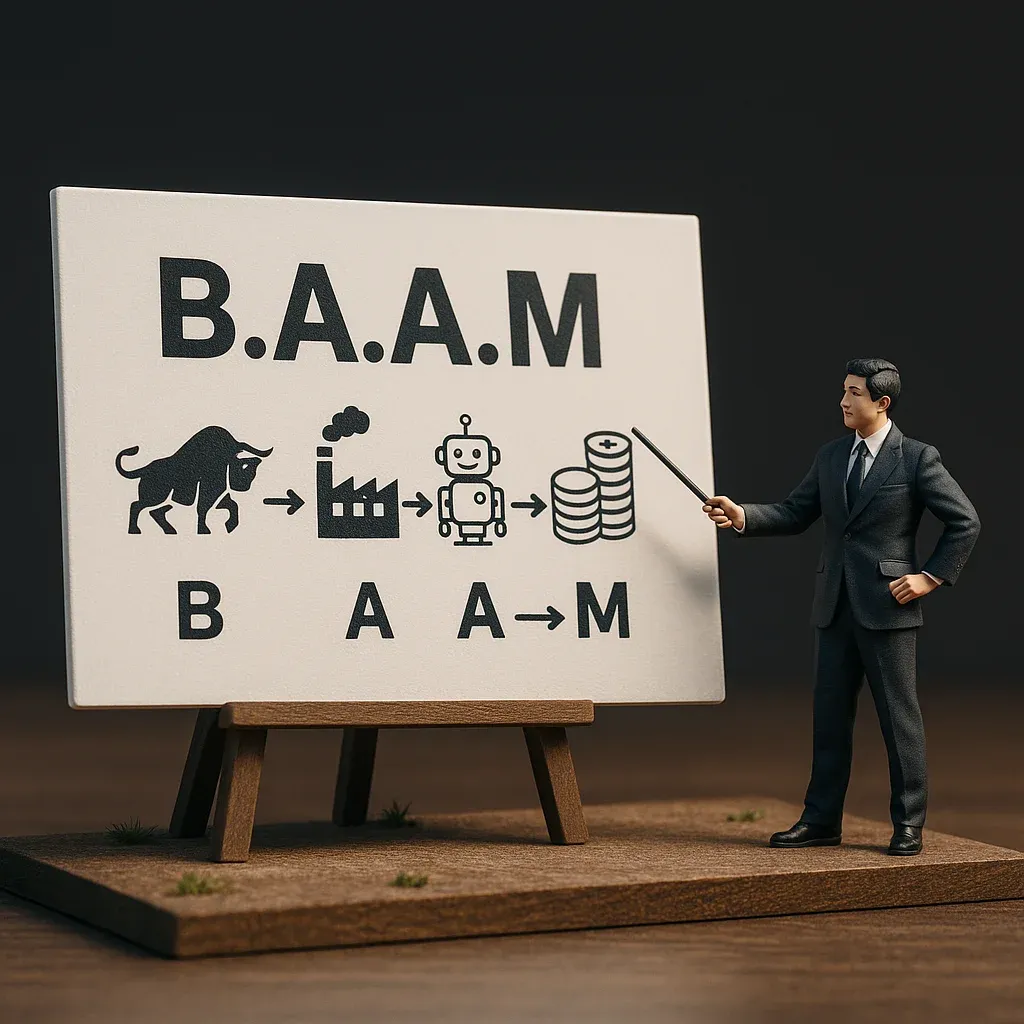 B.A.A.M 네 가지 핵심 키워드를 하나의 전략으로 요약해 표현한 이미지