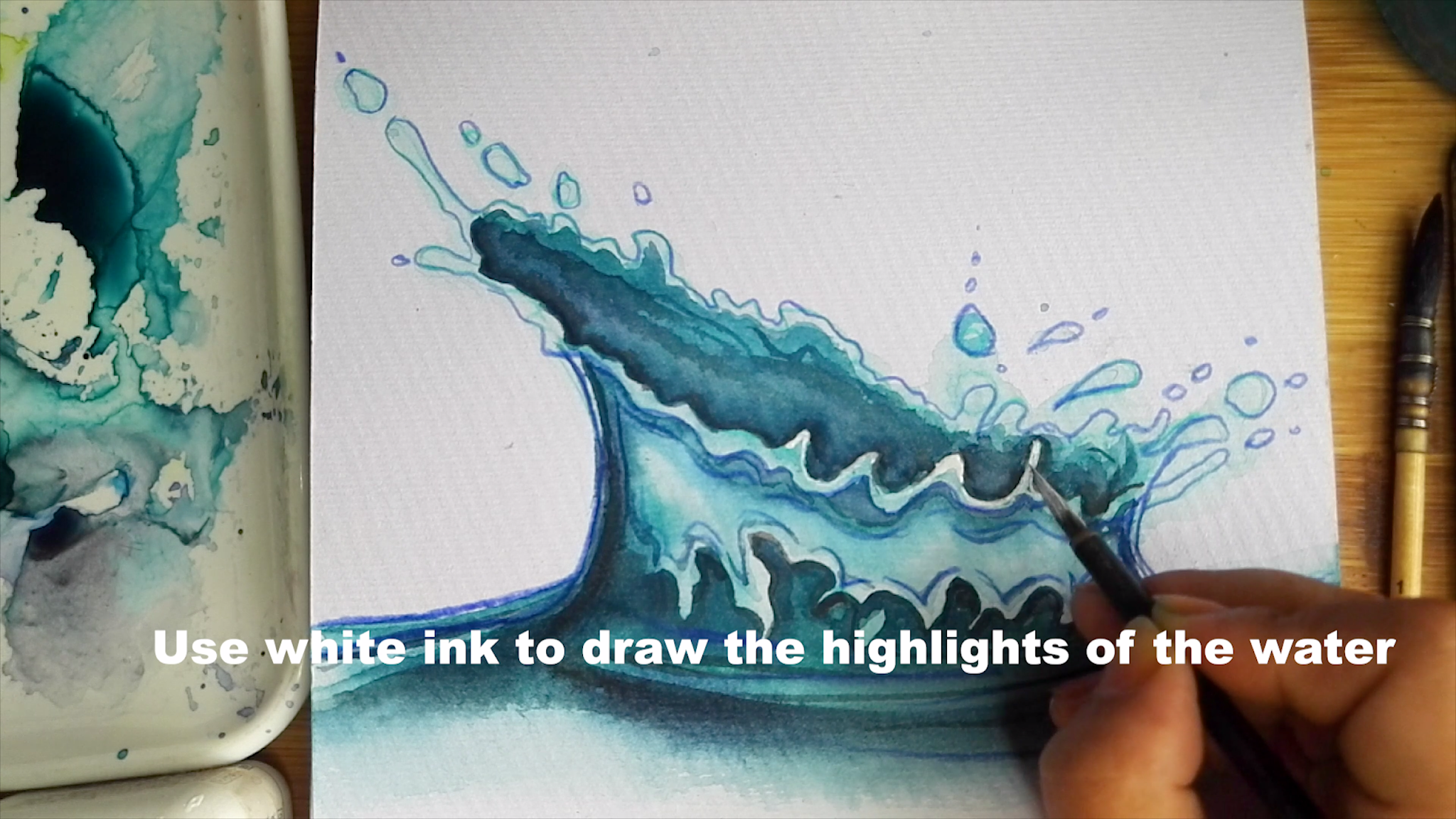 3 techniques of watercolor, How to draw Watercolor splashing water step by step tutorial easy for beginner