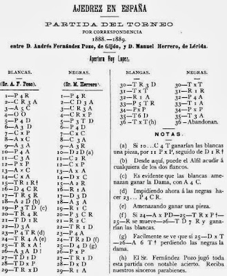 Partida jugada por correspondencia en 1988 entre Fernández Pozo y Herrero