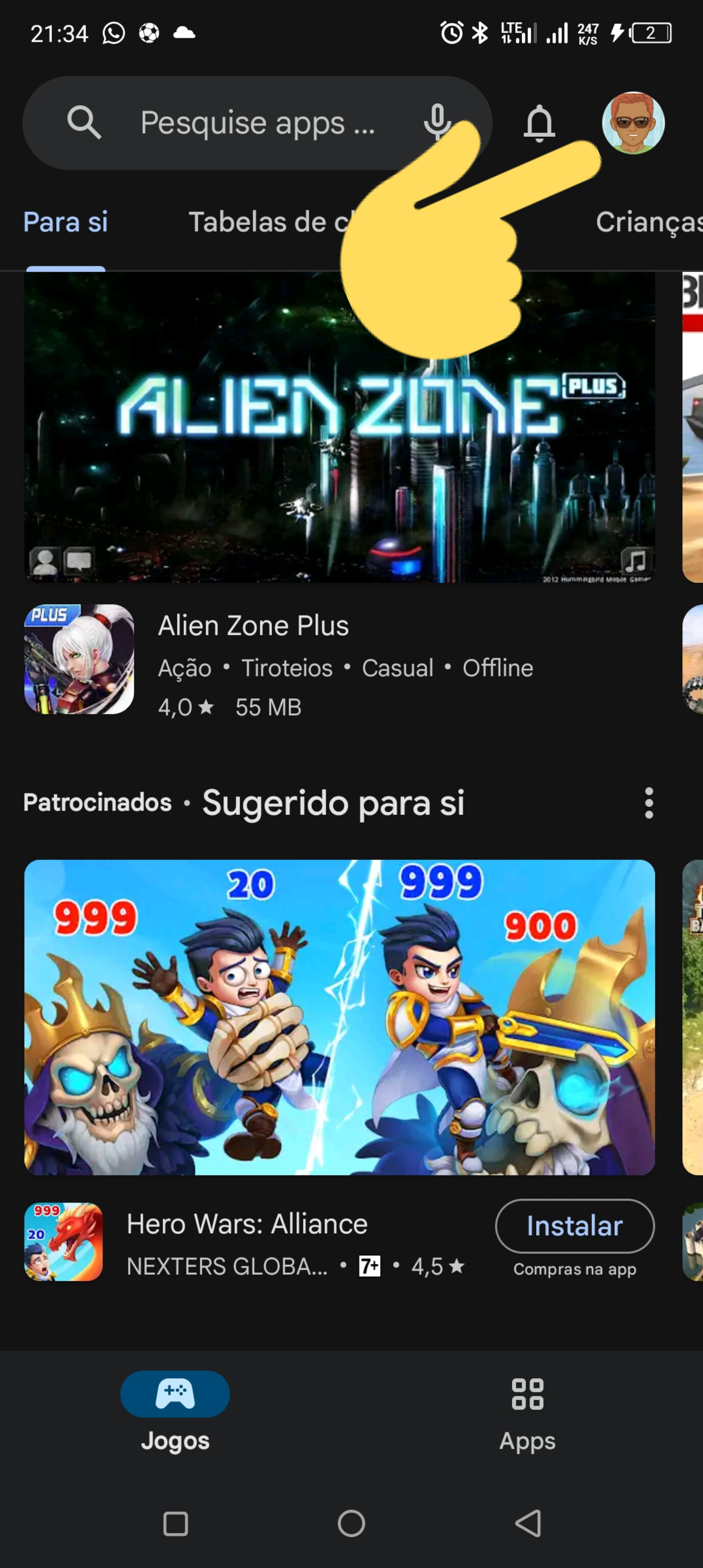 Passo 2 para atualizar a play store.