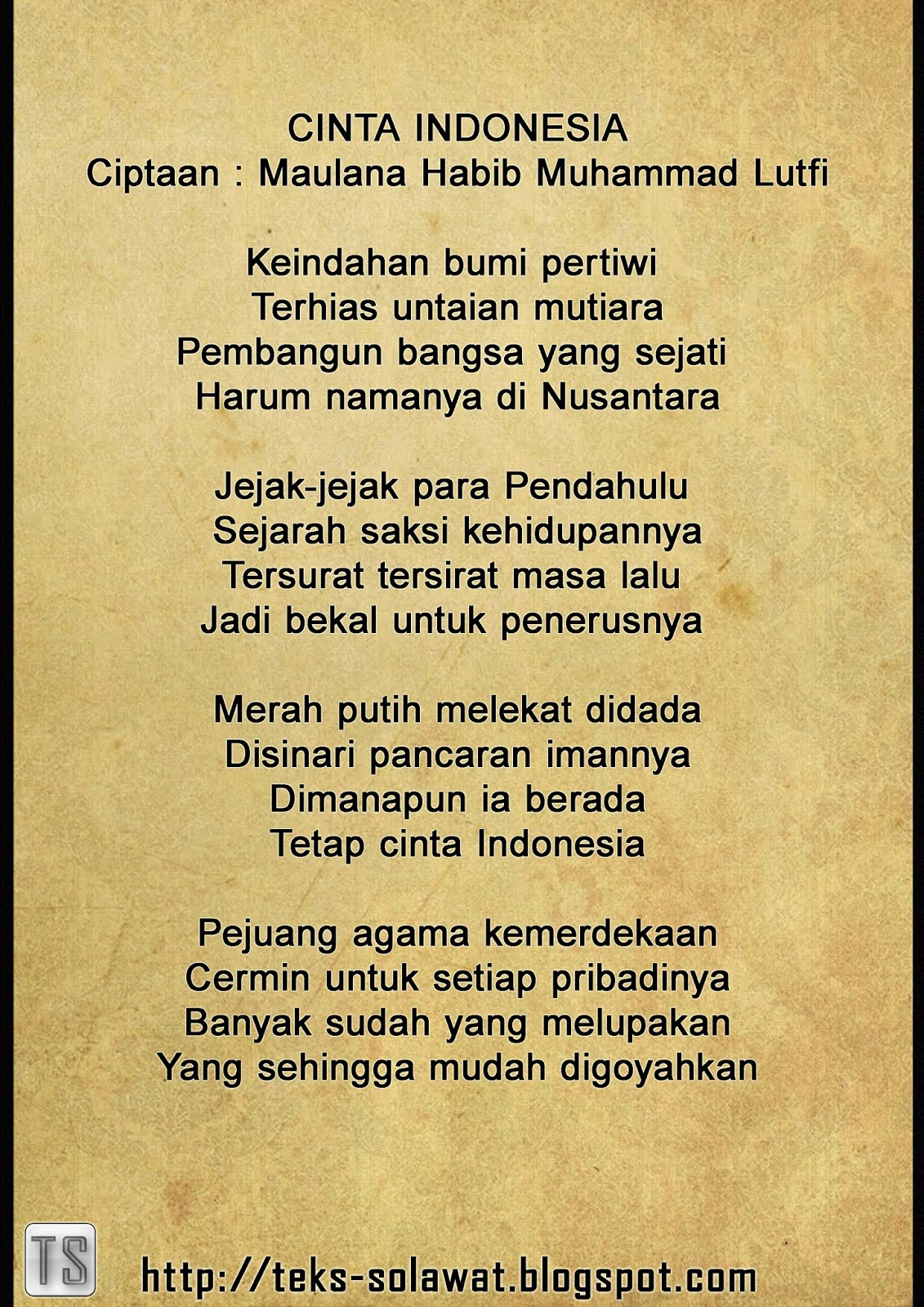 Teks Qosidah Cinta Indonesia  Kumpulan Teks Sholawat