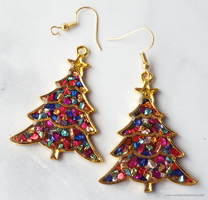 Resin Christmas Tree Earrings