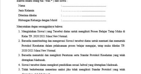 Contoh Surat Izin Masuk Sekolah Di Masa Pandemi Nusagates