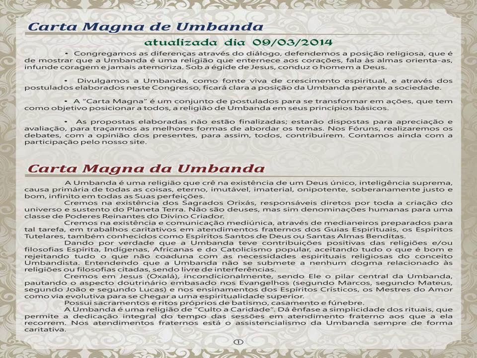 Congresso Nacional de Umbanda - Carta Magna de Umbanda 