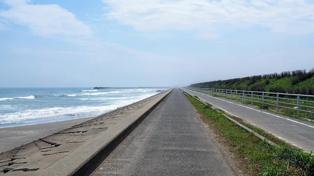 銚子から九十九里沿いに飯岡九十九里自転車道・九十九里一宮大原自転車道（太平洋岸自転車道）を通って上総一ノ宮まで走るサイクリングコース