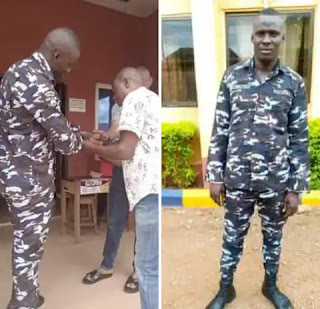 An kama wani dan sanda da aka gani a cikin wani faifan bidiyo yana rera waka, yana rawa tare da harba bindiga domin yabon kungiyar asiri (bidiyo) An kama wani dan sanda da aka gani a cikin wani faifan bidiyo yana rera waka, yana rawa tare da harba bindiga domin yabon kungiyar asiri (bidiyo)