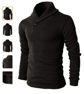 Men's One Button Point Shawl Collar Knited Slim Fit Pullover Sweater