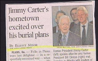 funny news headline about jimmy carter's burial plans home town excited