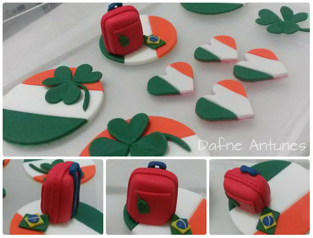 Cupcakes da Irlanda coração, trevo, bandeira e mala - Irealand cupcakes - irish