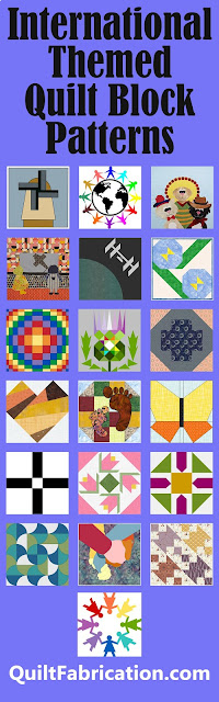 nineteen different international themed quilt blocks