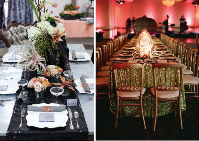 follow by big focal points like centerpieces left right 