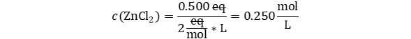 molaridad de ZnCl2 al 0.500 normal, molaridad de ZnCl2 con 0.500 equivalentes litro ZnCl2, convertir 0.500 normal a molar, convertir de normal a molar, con 0.500 normal obtener la molaridad, como se calcula la molaridad con 0.500 normal de ZnCl2, conversión entre concentración normal a molar