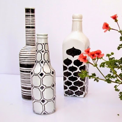 Recycle craft; decorative painted bottle ideas