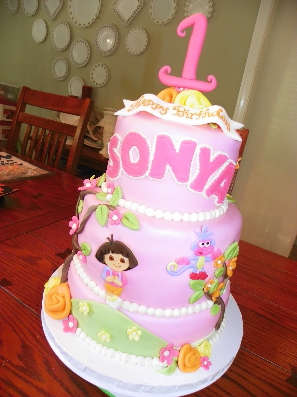 simple chocolate cake decorating ideas Dora the Explorer Birthday Cake