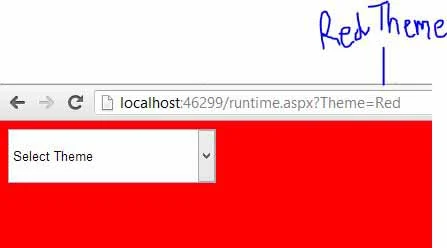 How to change theme using dropdownlist