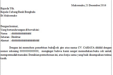 Contoh Surat Permohonan Cetak Rekening Koran Bank Mandiri