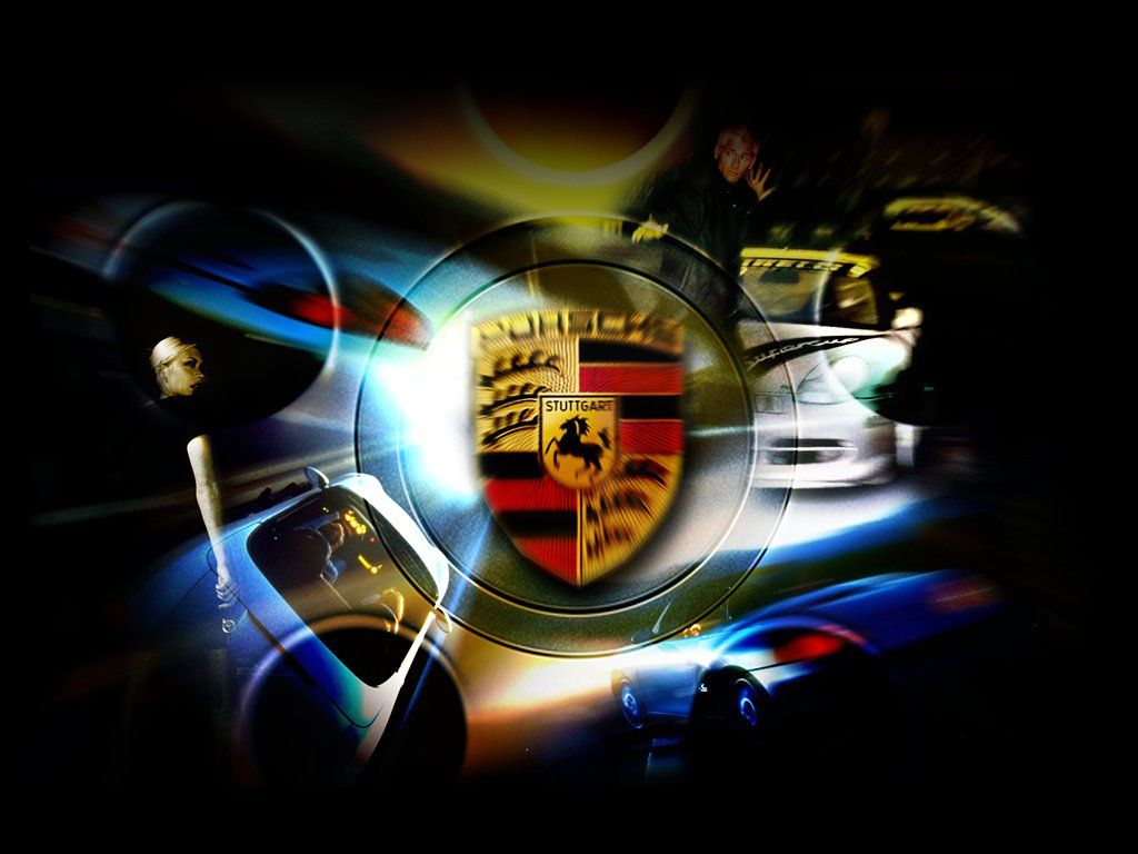 Porsche logo mix with cars