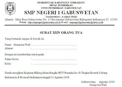 Contoh Surat Izin Orang Tua Untuk Kegiatan Lomba | Didno76.com