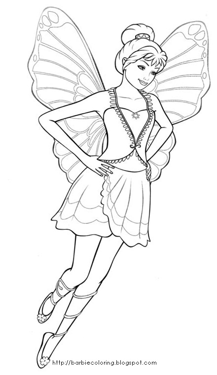 BARBIE COLORING PAGES: BARBIE FAIRY MARIPOSA COLORING