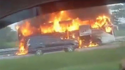 Ini Penyebab Bus Pahala Kencana Terbakar Habis di Tol Jombang