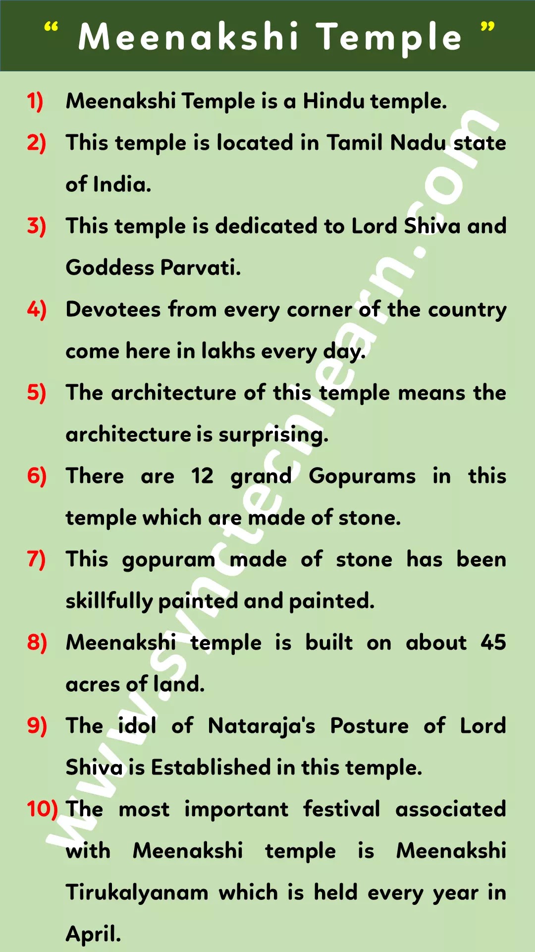 10 lines on meenakshi temple in english