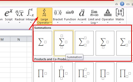Membuat Simbol Sigma Di Excel Menggunakan Menu Equation