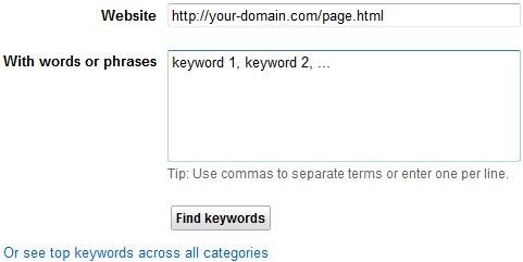 Giao diện của Google Search-based keyword tool 2