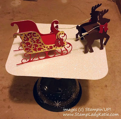 Christmas Centerpiece made from Stampin'UP!'s Santa's Sleigh Thinlets and Chalk Marker on a Wine Glass