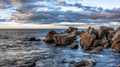 Free Wallpaper Clouds, Ocean, Sea, Rocks, Stones