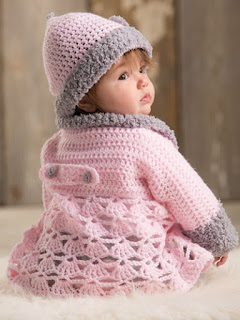 Crochet Pink Baby Sweater Set