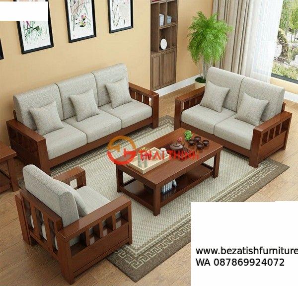 pilihan model sofa tamu minimalis kayu jati kursi tamu ruang sempit kecil kayu jati modern terbaru harga murah