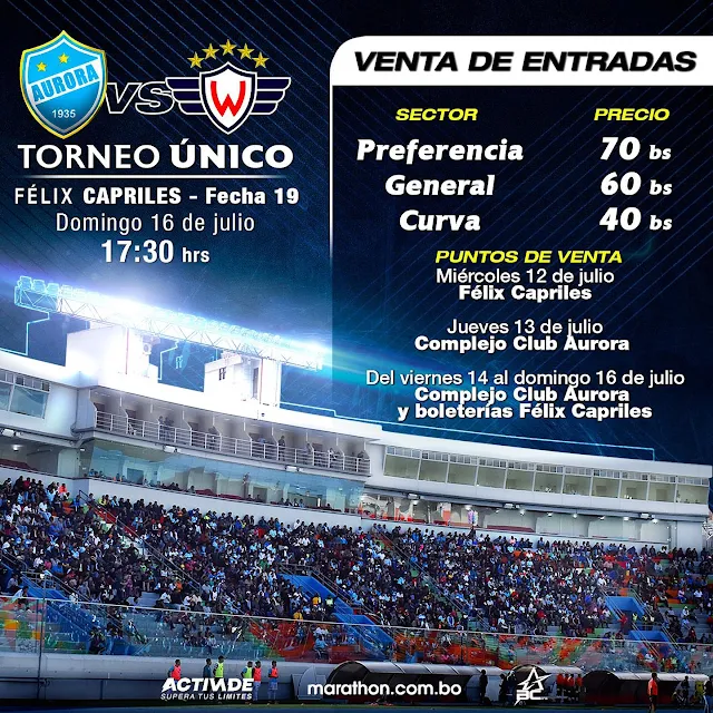 Venta de Entradas Aurora vs Wilstermann