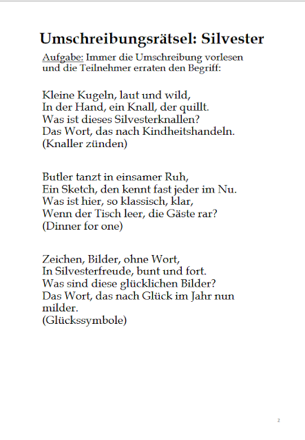 29 Umschreibungsrätsel: Silvester