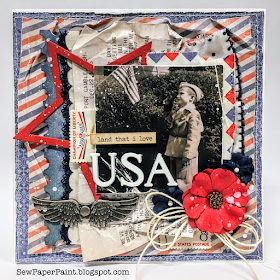 Frilly and Funkie: Airmail Challenge by SewPaperPaint #mixedmedia #timholtz #cardmaking #ideaology #sizzix #spellbinders #starsandstripes #stars #patriotic #4thofjuly #american #foundrelatives #vintage #diecut #cards #primamarketinginc #finnabair #finnabairmechanicals #poppy #sewpaperpaint #autumnclark