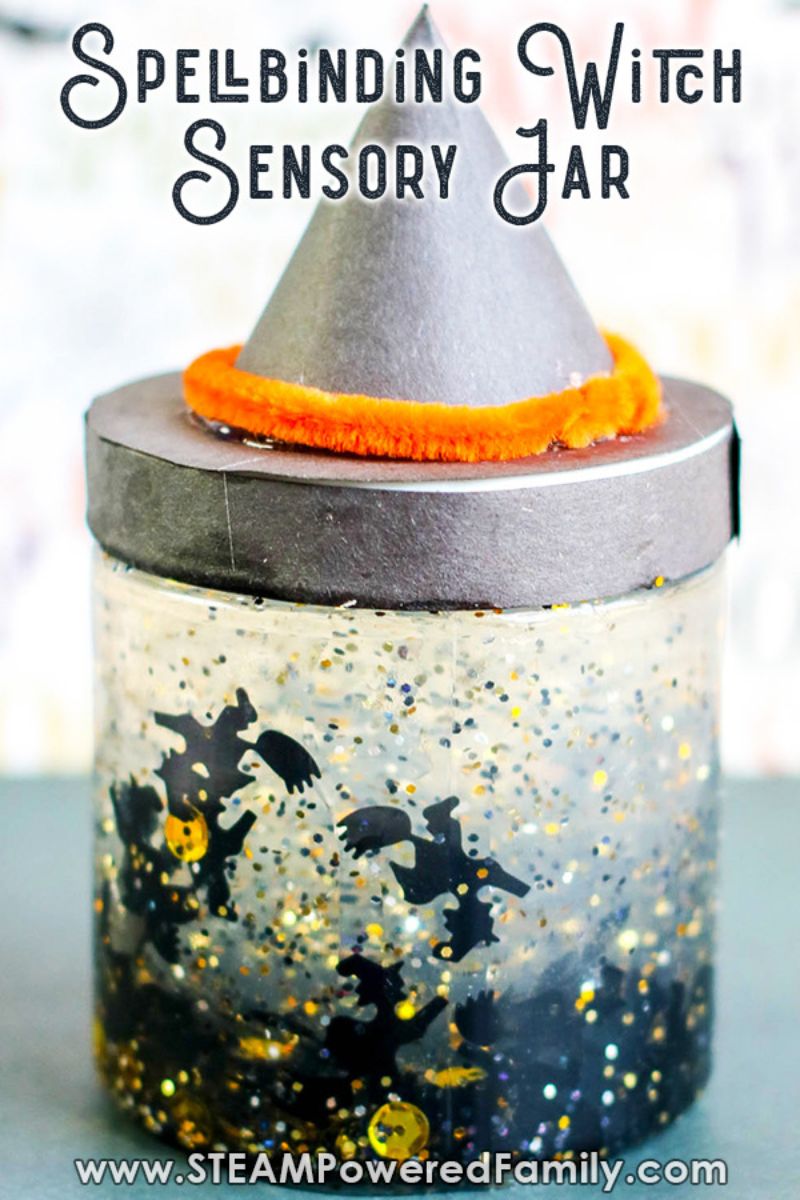 witch confetti sensory bottle