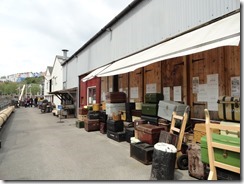 Display of luggage and food to be stored on the ship