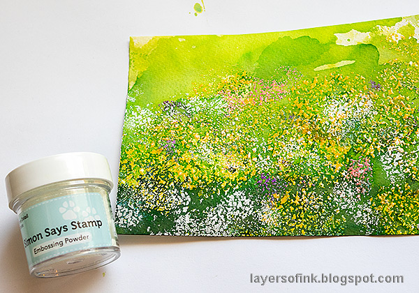 Layers of ink - Summer Meadow Card Tutorial by Anna-Karin Evaldsson. Add some white flowers.