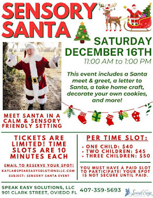 Sensory Santa Saturday December 16 2023 advertisement