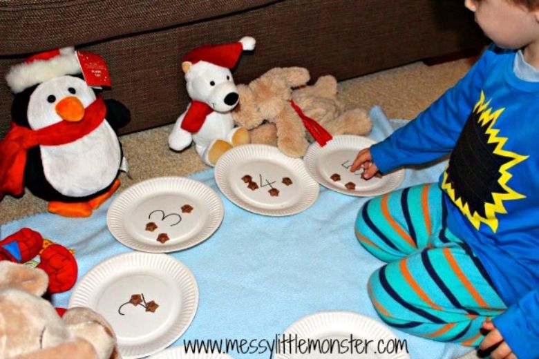 Chocolate counting activity for toddlers