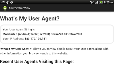 Set user-agent string of WebView