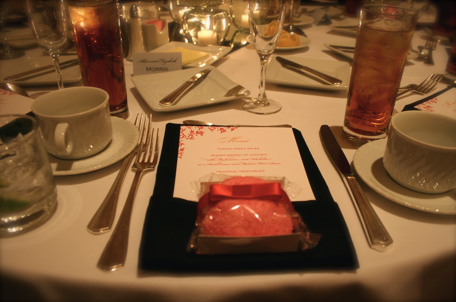 Hotpink Snowballs were offered up beribboned as charming favors