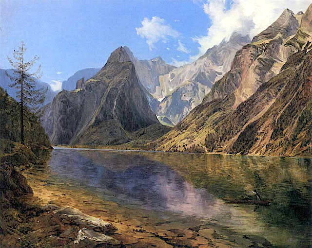 ADALBERT STIFTER (1805-1868), Le Watzmann (2,713m - 8,901ft) Allemagne (Alpes bavaroises) In Der Königsee mit dem Watzmann,1837, huile sur toile