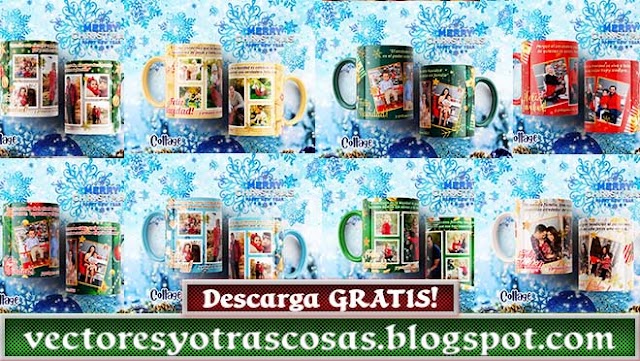 8 Plantillas para tazas con Fotos Navideñas