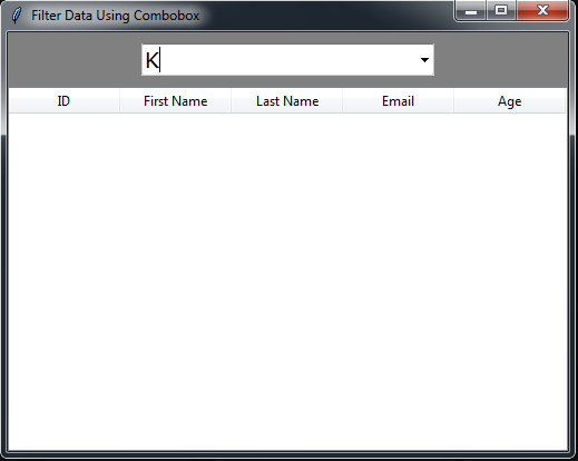 Python Tkinter Search And Filter Data In Treeview With Combobox
