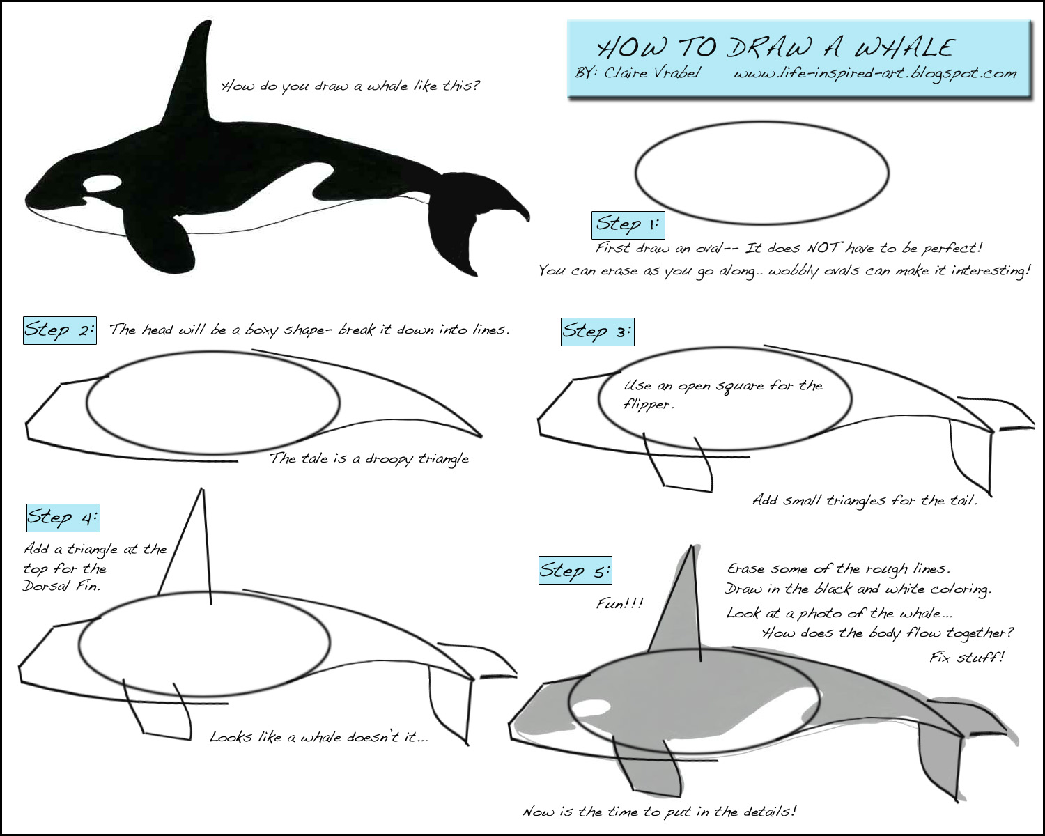 Life Inspired Art: How to Draw a Whale!