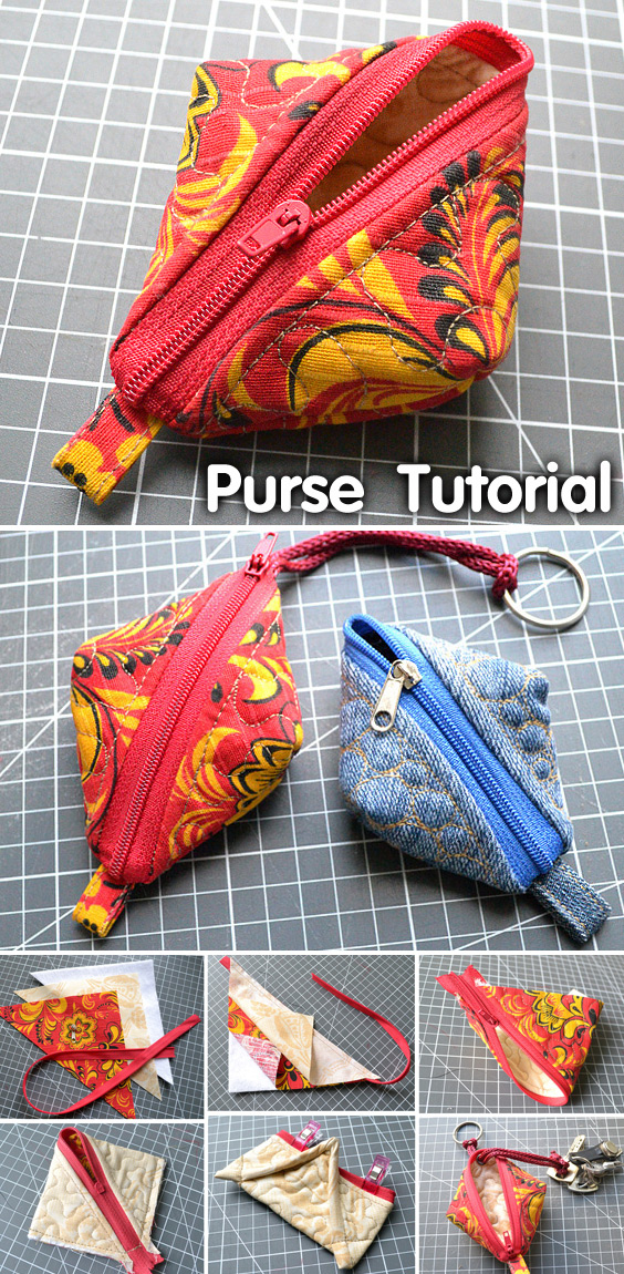 Triangle Zipper Coin Purse Tutorial