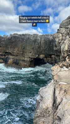 Picture of Hell's Mouth with the words "I hear there is beer in there"